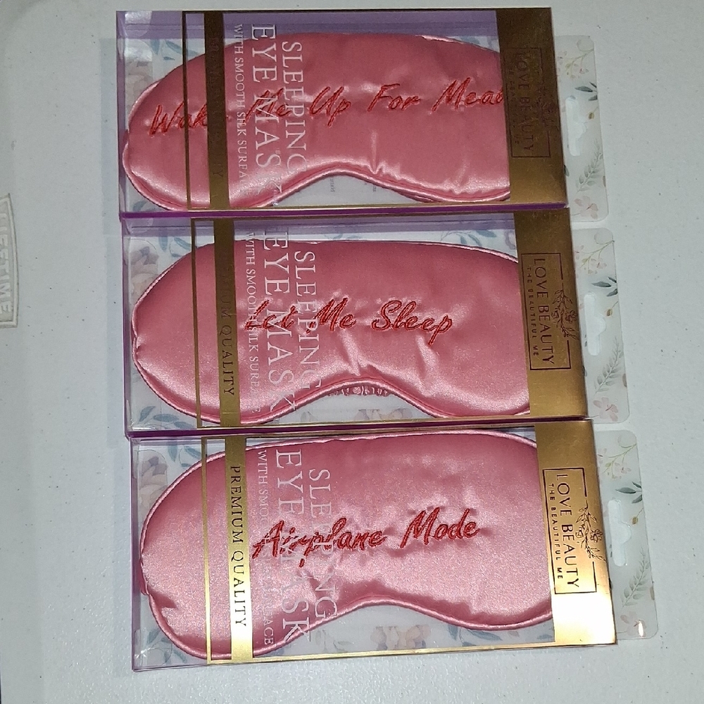 NWT Pink Sleep Mask With Three Sayings